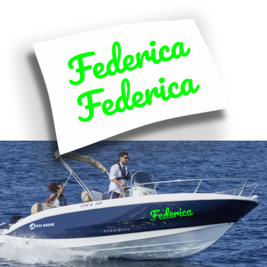 Adesivo Nome Barca Personalizzato Fluo e Cromati (2 pezzi)