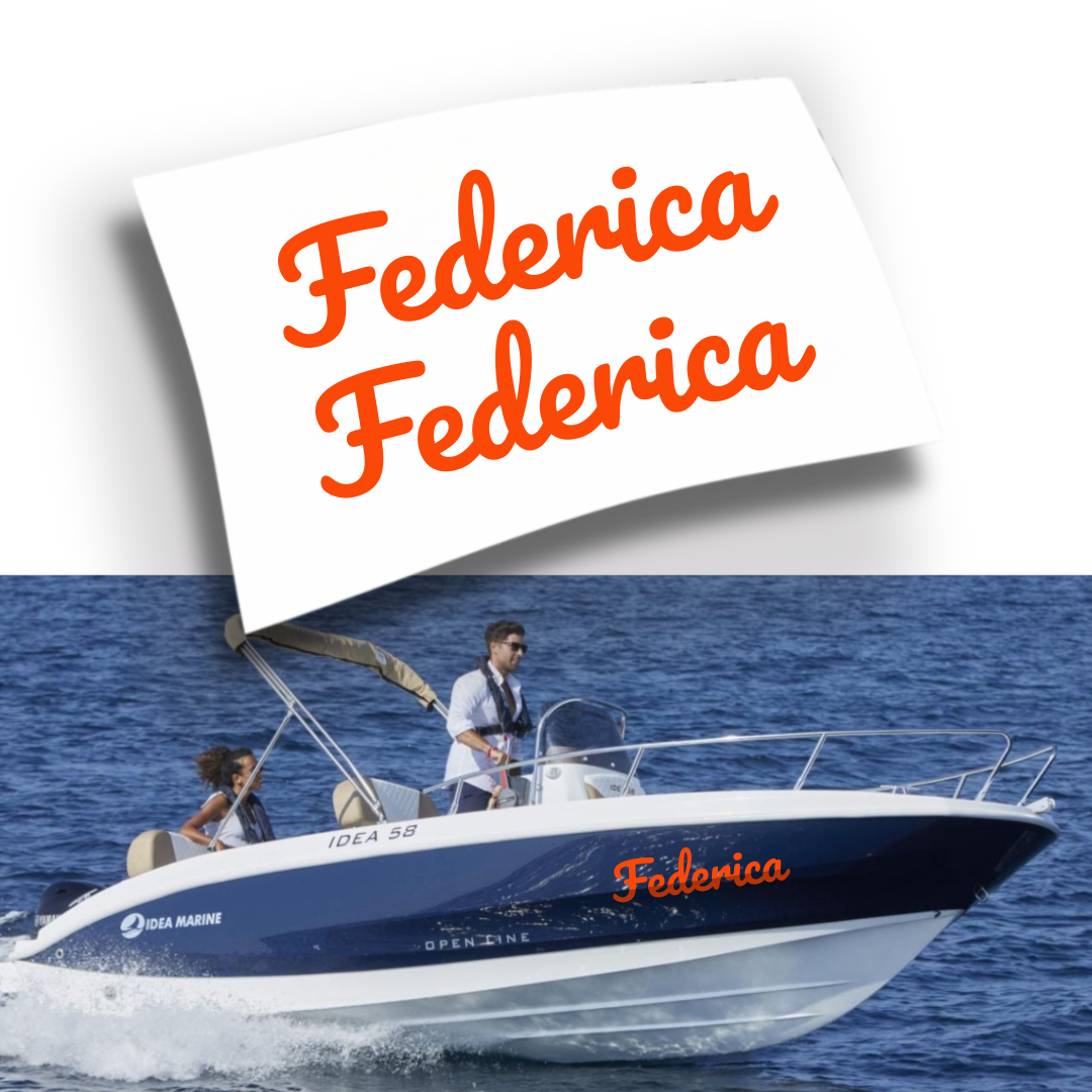 Adesivo Nome Barca Personalizzato Fluo e Cromati (2 pezzi)