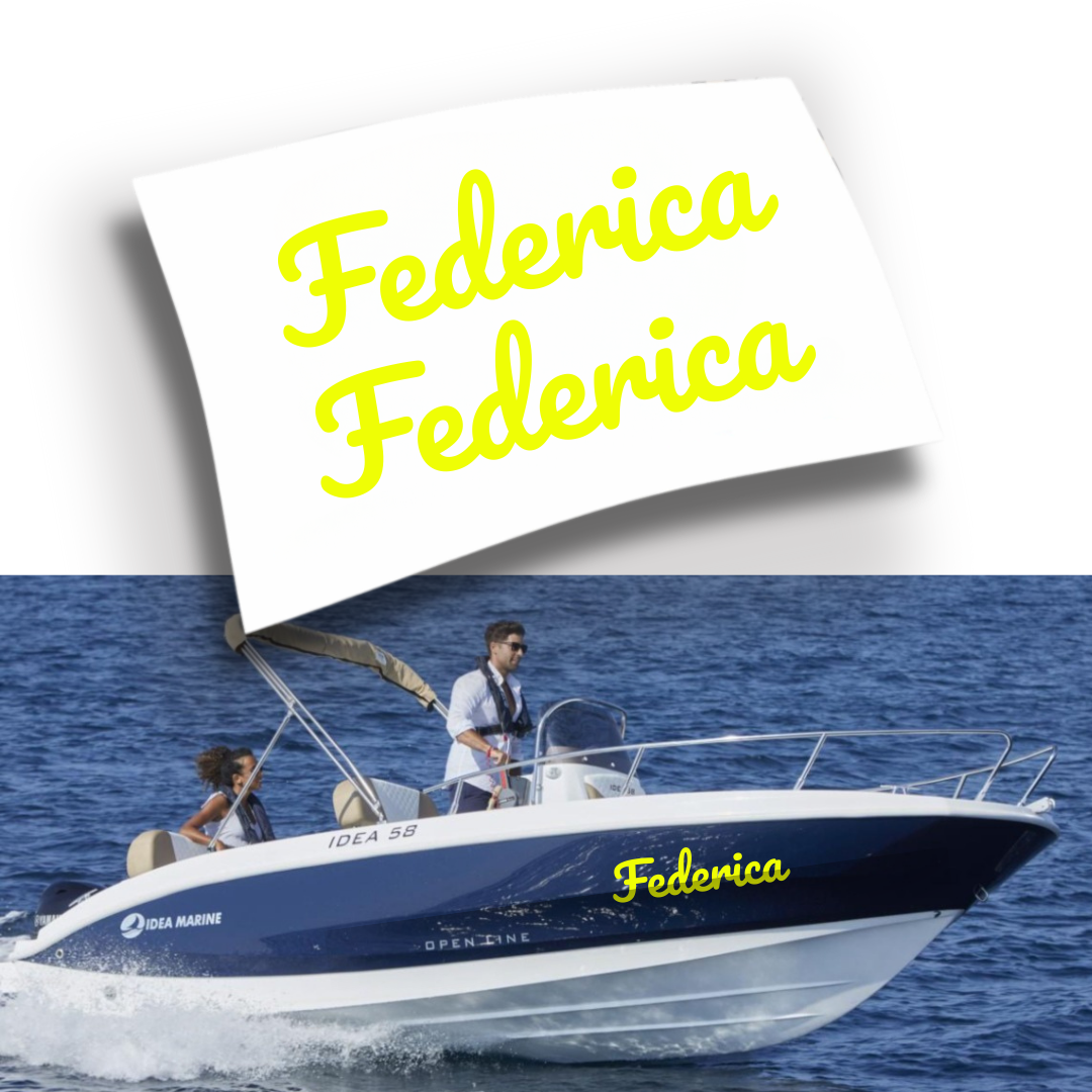 Adesivo Nome Barca Personalizzato Fluo e Cromati (2 pezzi)