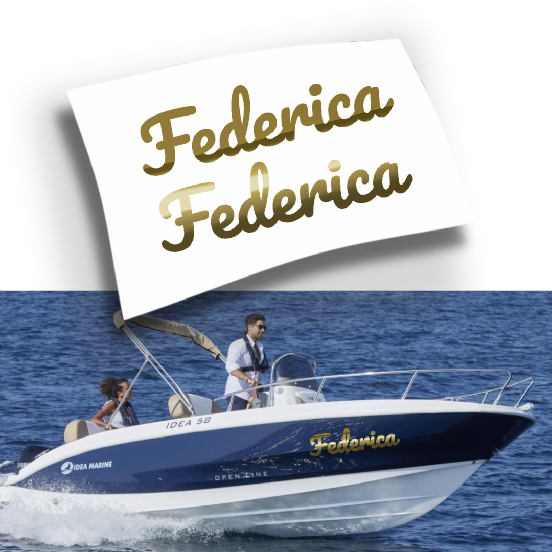 Adesivo Nome Barca Personalizzato Fluo e Cromati (2 pezzi)