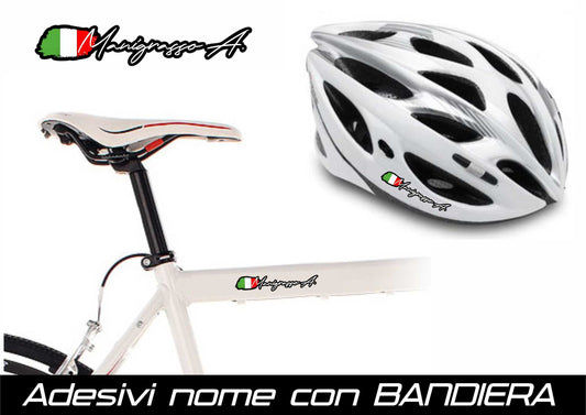 nome cognome nominativo adesivo stickers bandiera italiana 12 pezzi bici moto auto scooter name