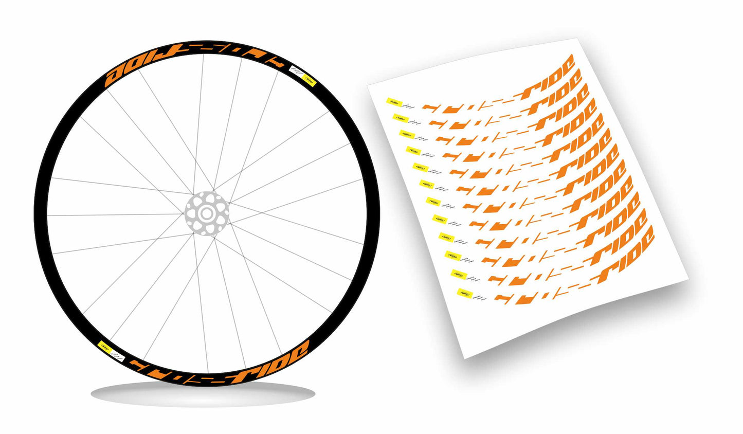 CROSSRIDE MAVIC - Kit adesivi cerchi mtb 27" sfondo nero wheel decals sticker