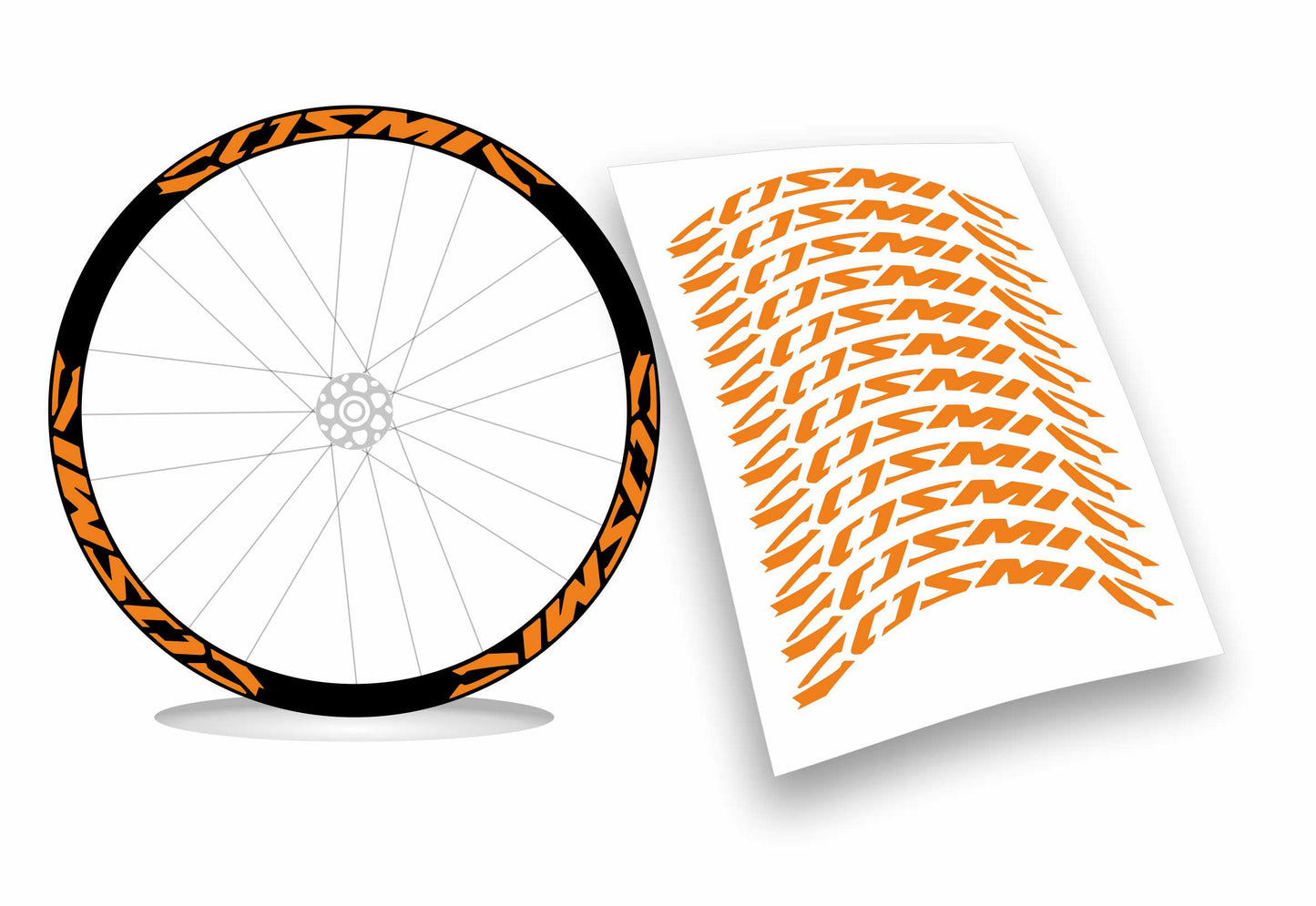 Kit adesivi cerchi bici bdc mavic COSMIC colore FLUO 12pezzi 40cm x 2,6