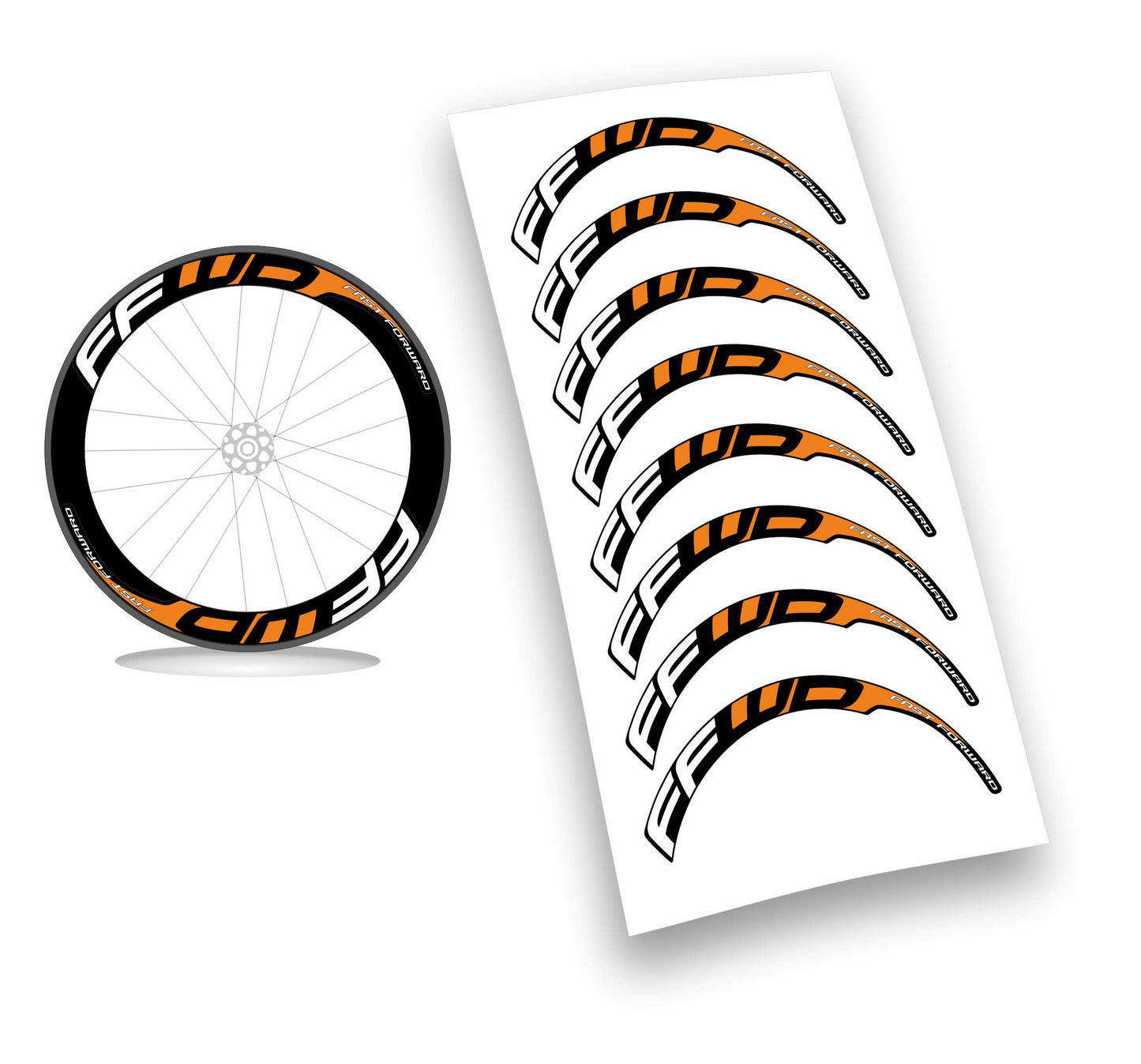 Kit adesivi/stickers per cerchi Fast Forward 8pezzi profilo 60mm