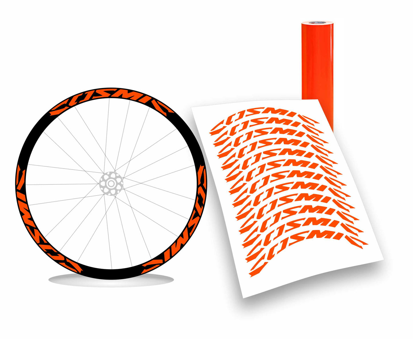 Kit adesivi cerchi bici bdc mavic COSMIC colore FLUO 12pezzi 40cm x 2,6