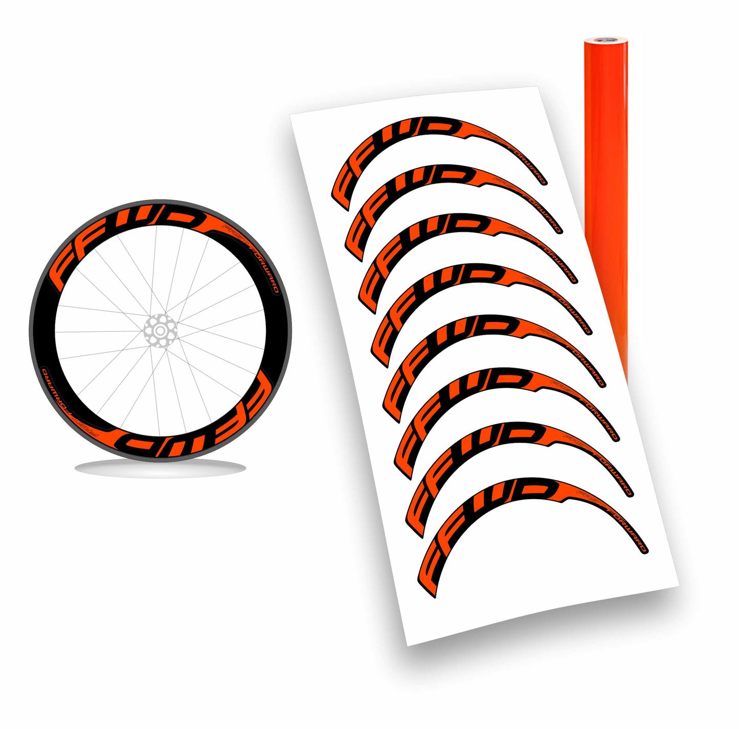 Kit adesivi/stickers per cerchi Fast Forward 8pezzi profilo 60mm