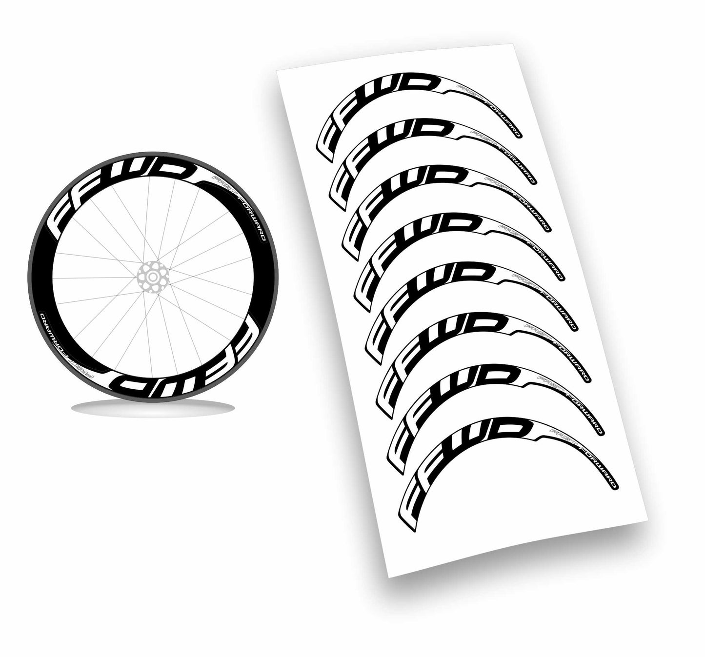 Kit adesivi/stickers per cerchi Fast Forward 8pezzi profilo 60mm
