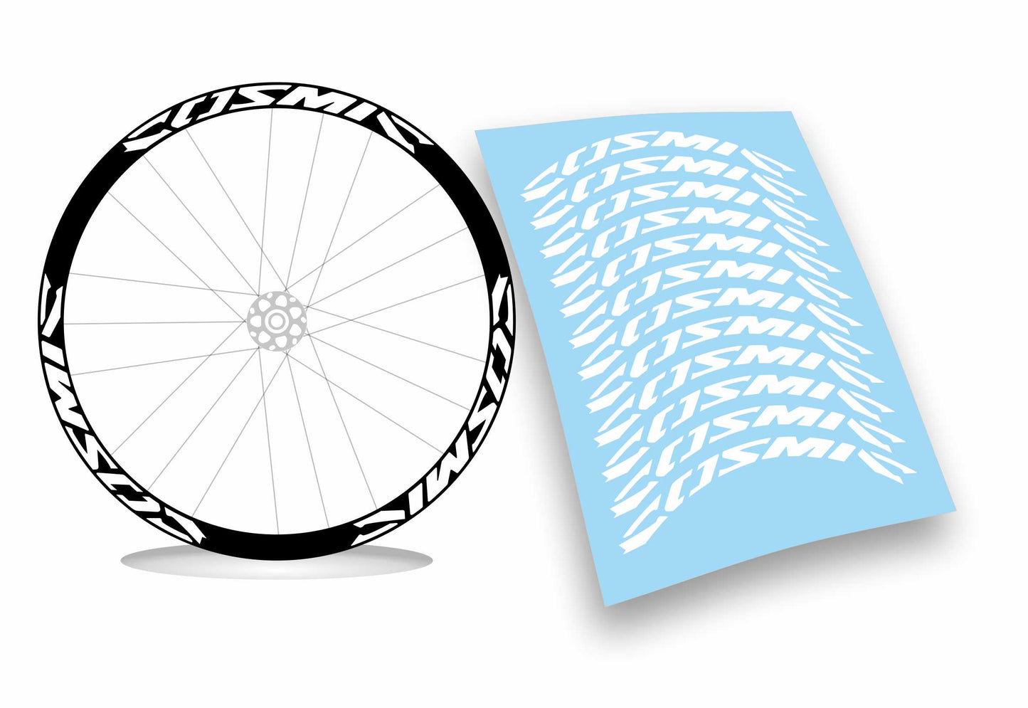 Kit adesivi cerchi bici bdc mavic COSMIC colore FLUO 12pezzi 40cm x 2,6
