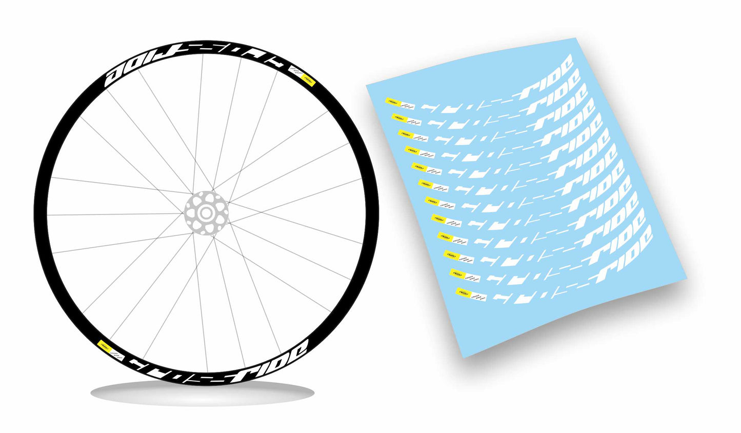 CROSSRIDE MAVIC - Kit adesivi cerchi mtb 27" sfondo nero wheel decals sticker