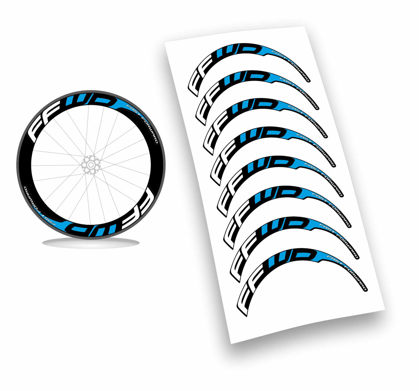 Kit adesivi/stickers per cerchi Fast Forward 8pezzi profilo 60mm