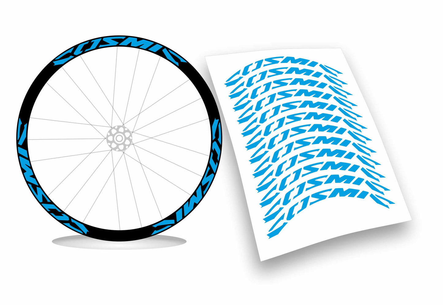 Kit adesivi cerchi bici bdc mavic COSMIC colore FLUO 12pezzi 40cm x 2,6