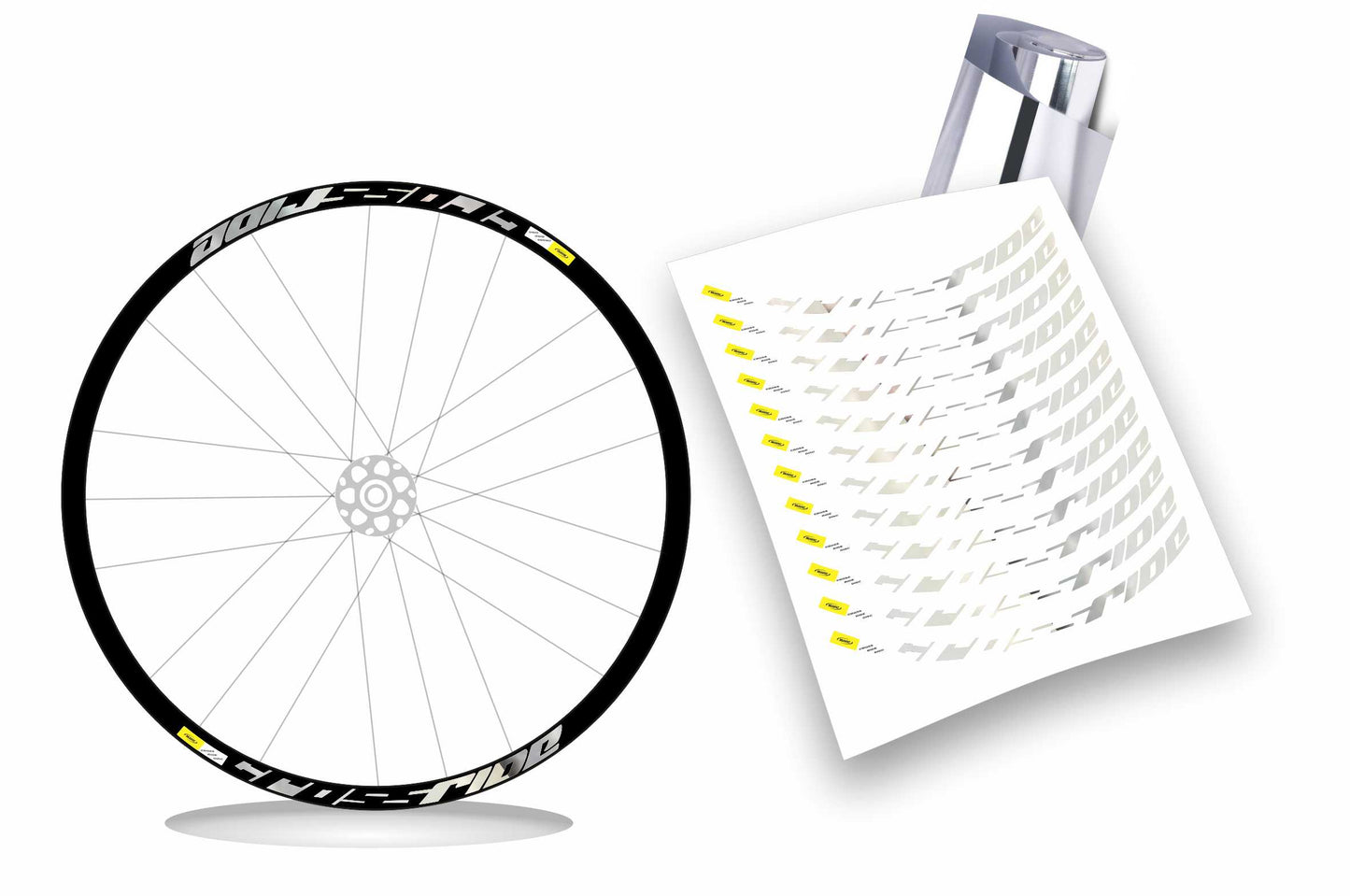 CROSSRIDE MAVIC - Kit adesivi cerchi mtb 27" sfondo nero wheel decals sticker