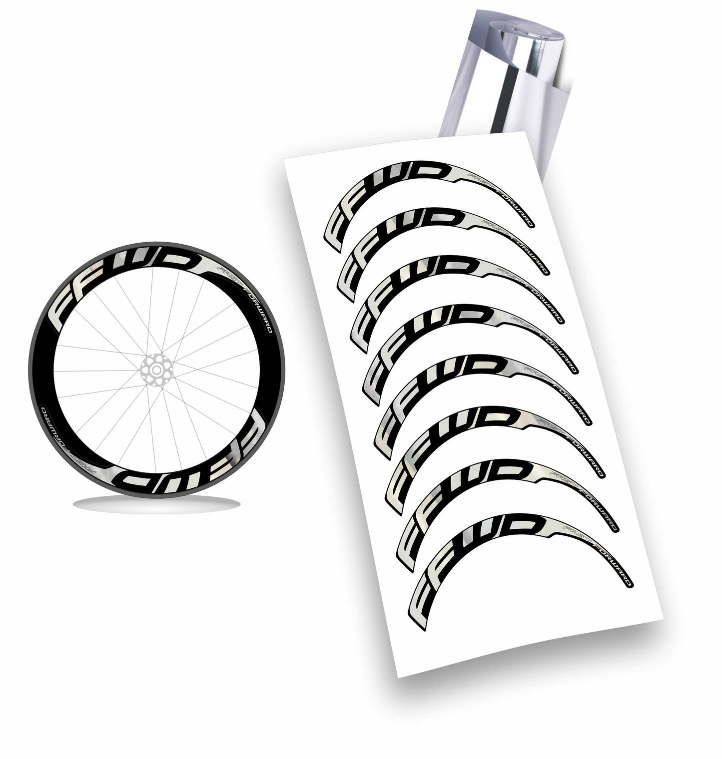 Kit adesivi/stickers per cerchi Fast Forward 8pezzi profilo 60mm