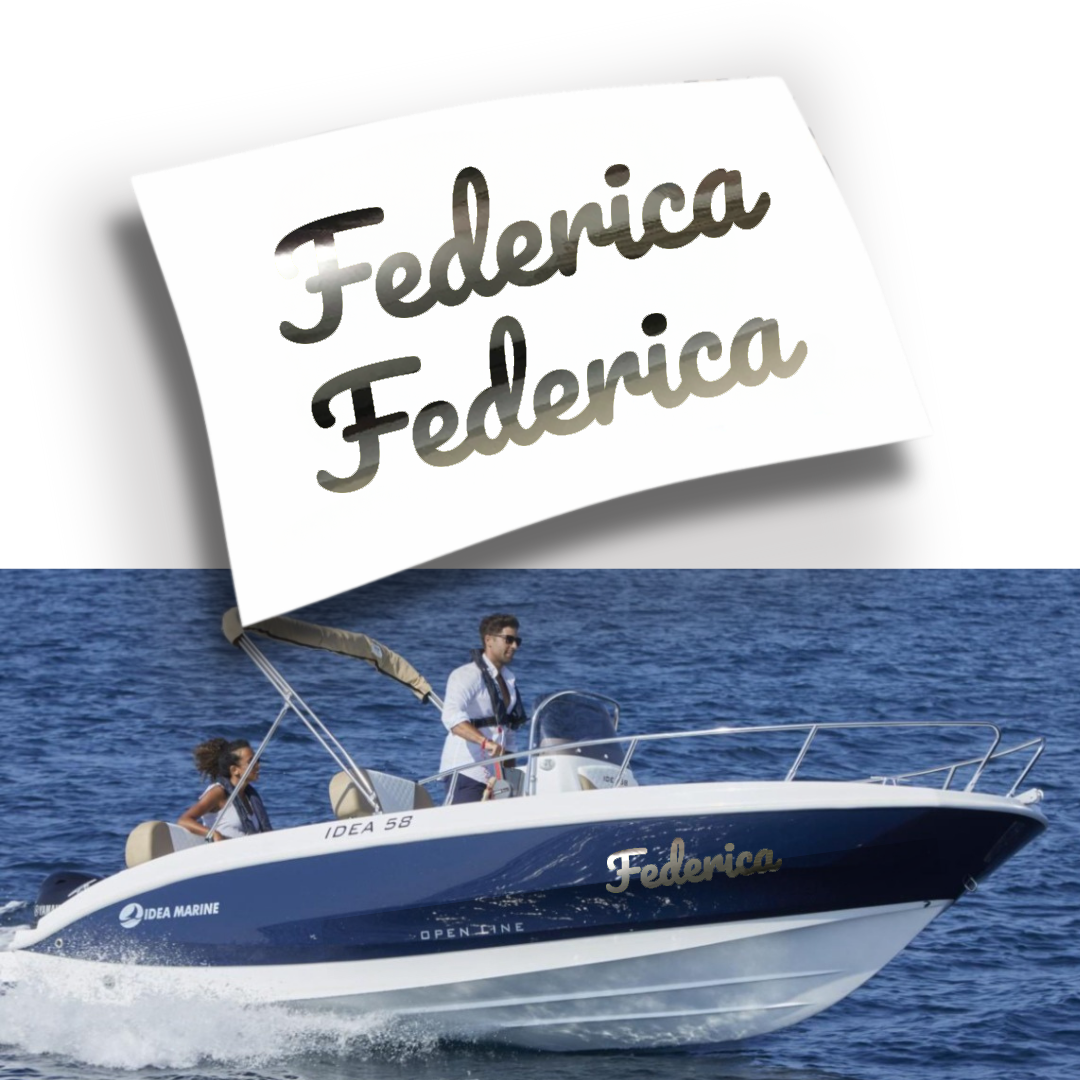 Adesivo Nome Barca Personalizzato Fluo e Cromati (2 pezzi)