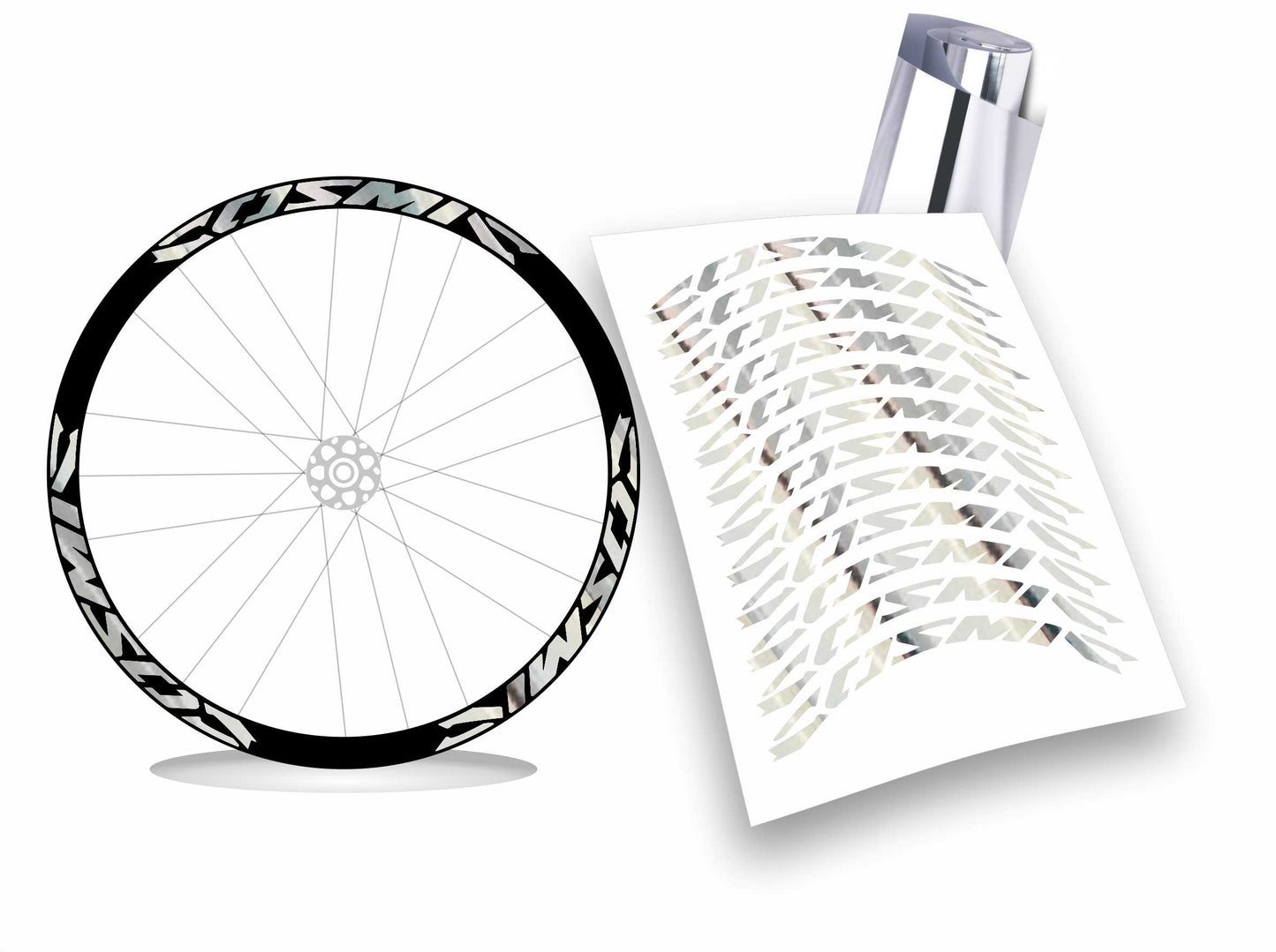 Kit adesivi cerchi bici bdc mavic COSMIC colore FLUO 12pezzi 40cm x 2,6