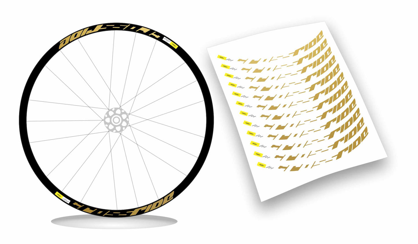 CROSSRIDE MAVIC - Kit adesivi cerchi mtb 27" sfondo nero wheel decals sticker