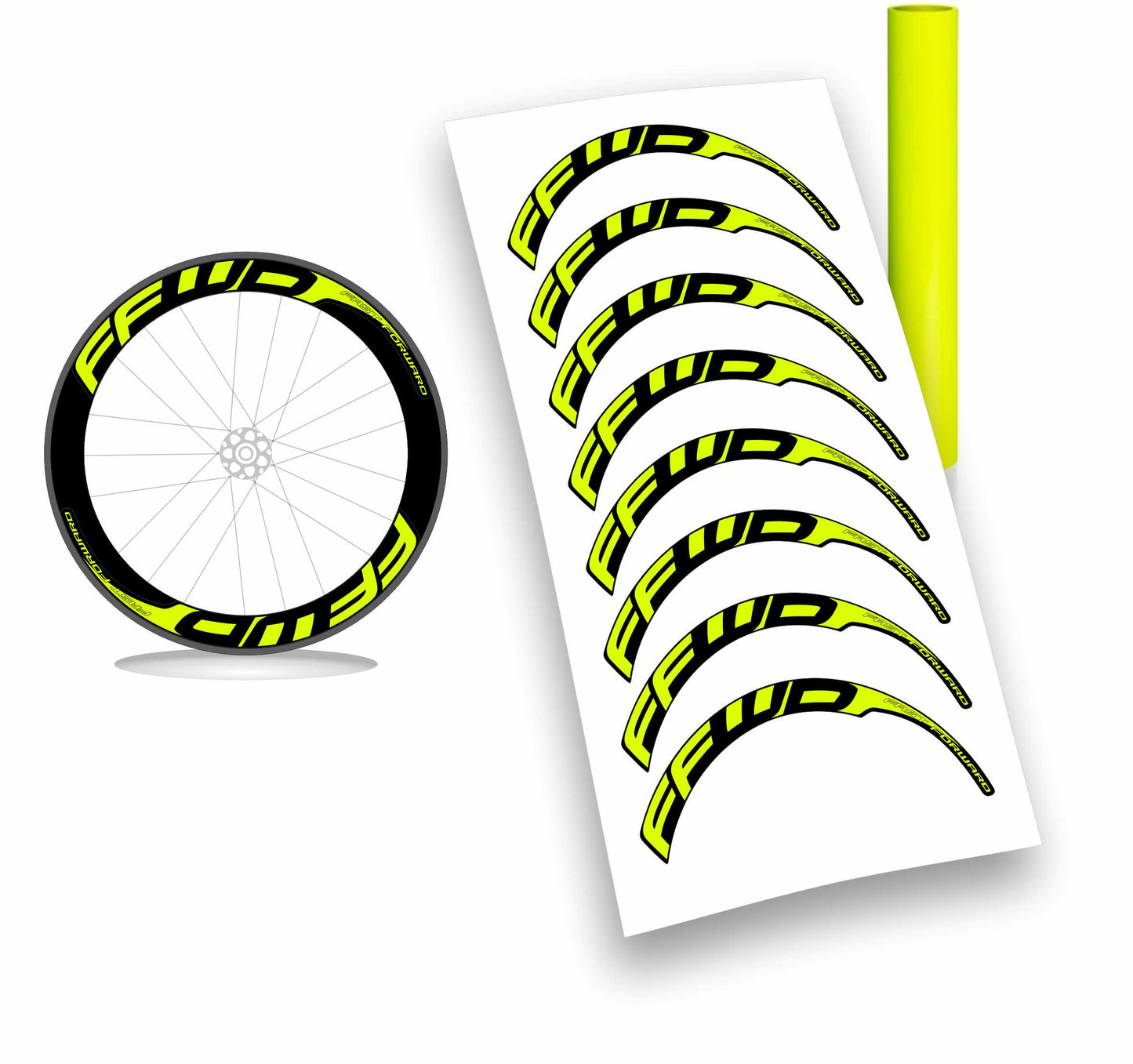 Kit adesivi/stickers per cerchi Fast Forward 8pezzi profilo 60mm