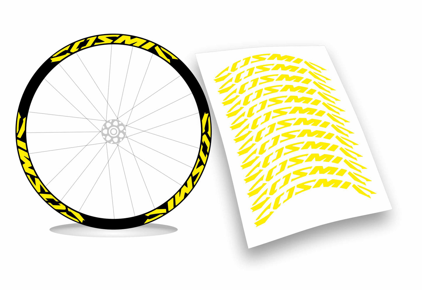 Kit adesivi cerchi bici bdc mavic COSMIC colore FLUO 12pezzi 40cm x 2,6