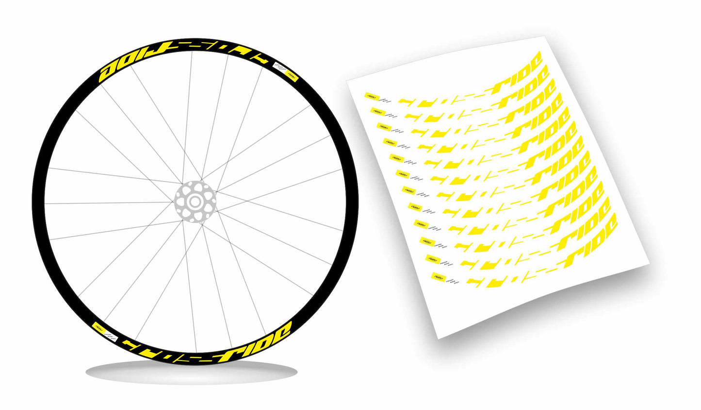 CROSSRIDE MAVIC - Kit adesivi cerchi mtb 27" sfondo nero wheel decals sticker