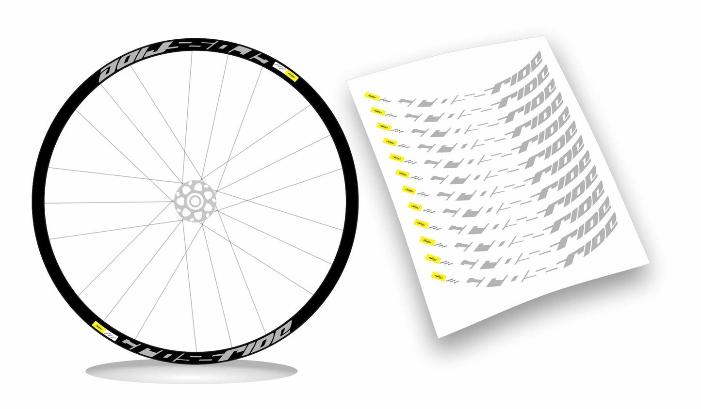 CROSSRIDE MAVIC - Kit adesivi cerchi mtb 27" sfondo nero wheel decals sticker