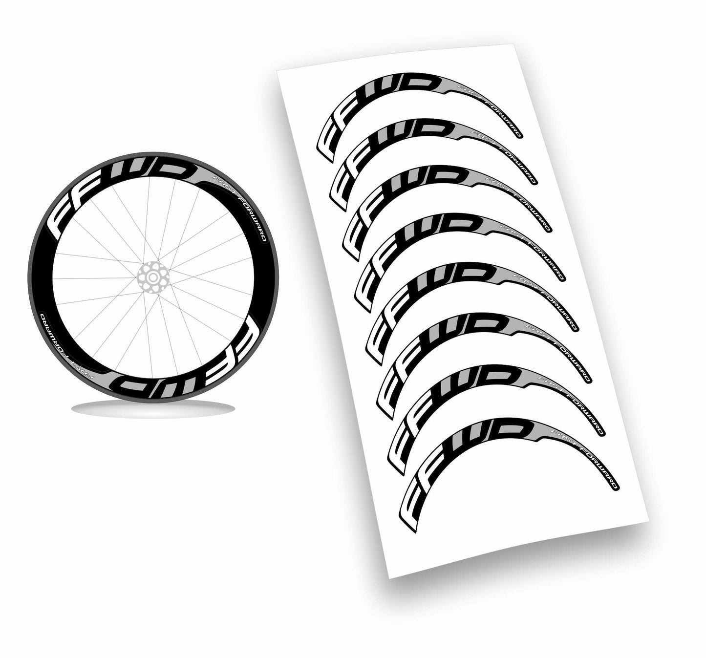 Kit adesivi/stickers per cerchi Fast Forward 8pezzi profilo 60mm