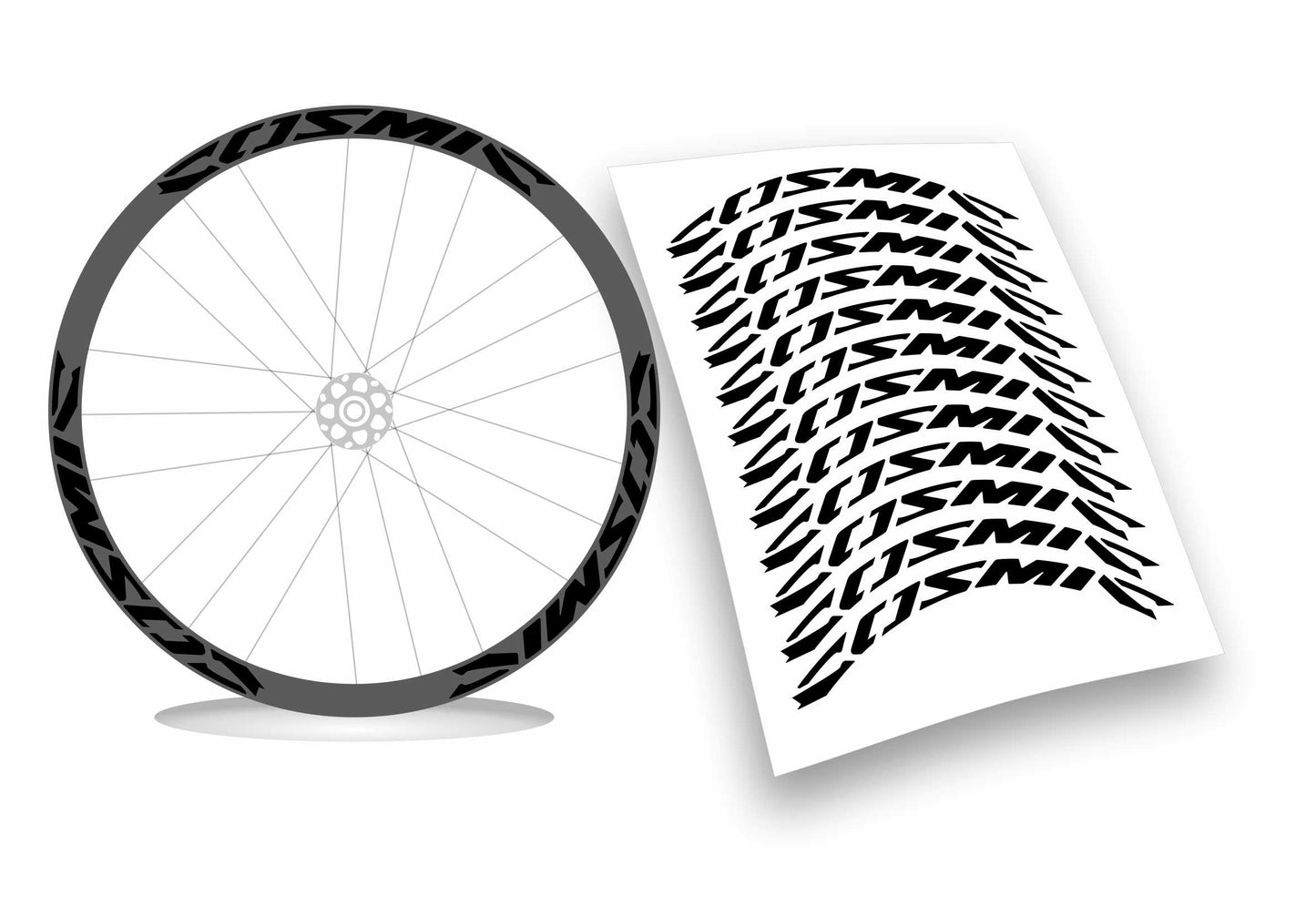 Kit adesivi cerchi bici bdc mavic COSMIC colore FLUO 12pezzi 40cm x 2,6