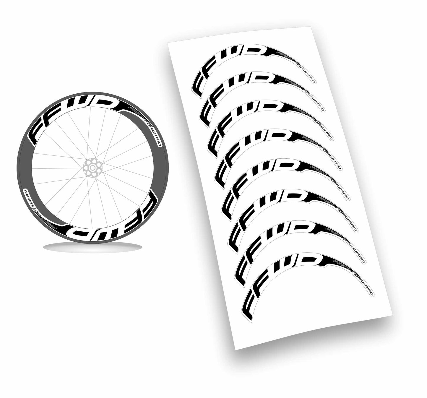 Kit adesivi/stickers per cerchi Fast Forward 8pezzi profilo 60mm