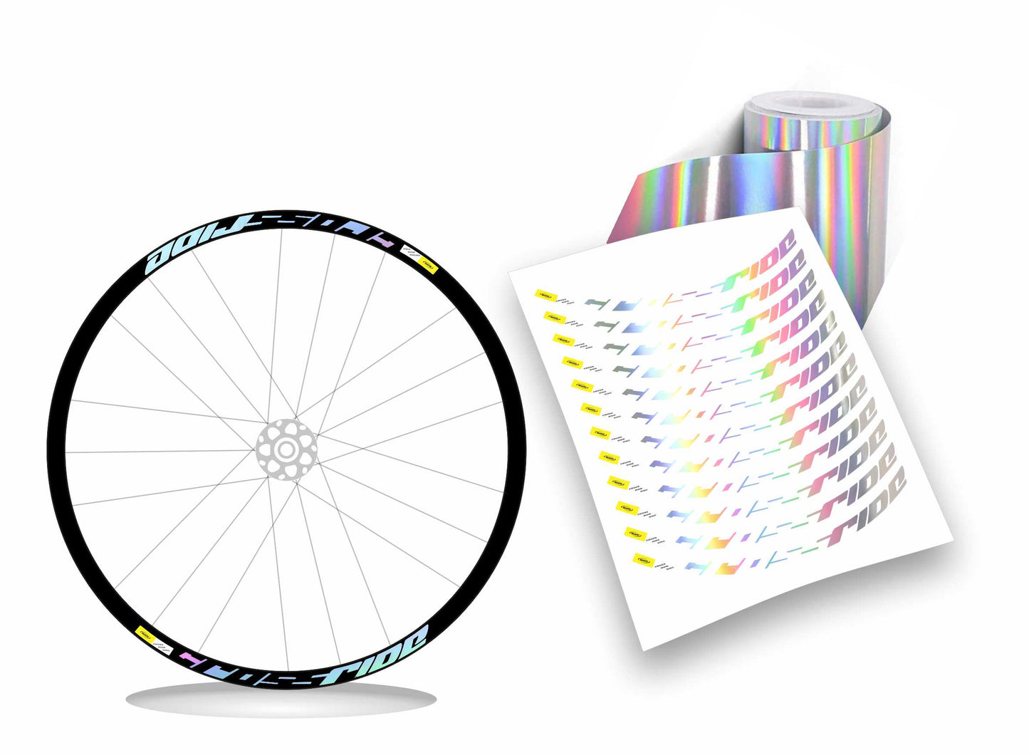 CROSSRIDE MAVIC - Kit adesivi cerchi mtb 27" sfondo nero wheel decals sticker