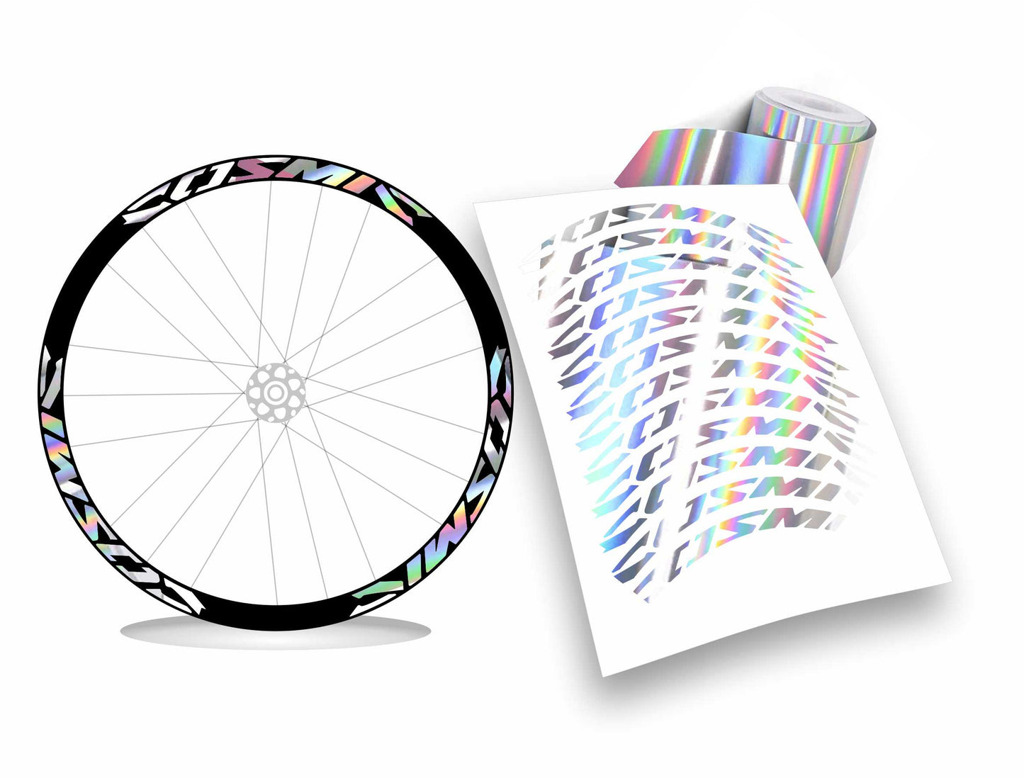 Kit adesivi cerchi bici bdc mavic COSMIC colore FLUO 12pezzi 40cm x 2,6