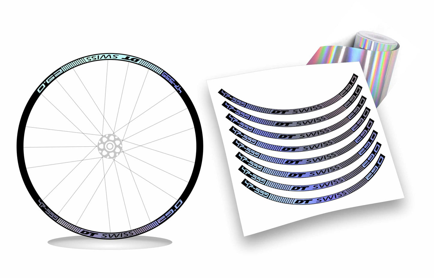 dt swiss 47-559 adesivi ruote bicicletta colori personalizzabili 8pz