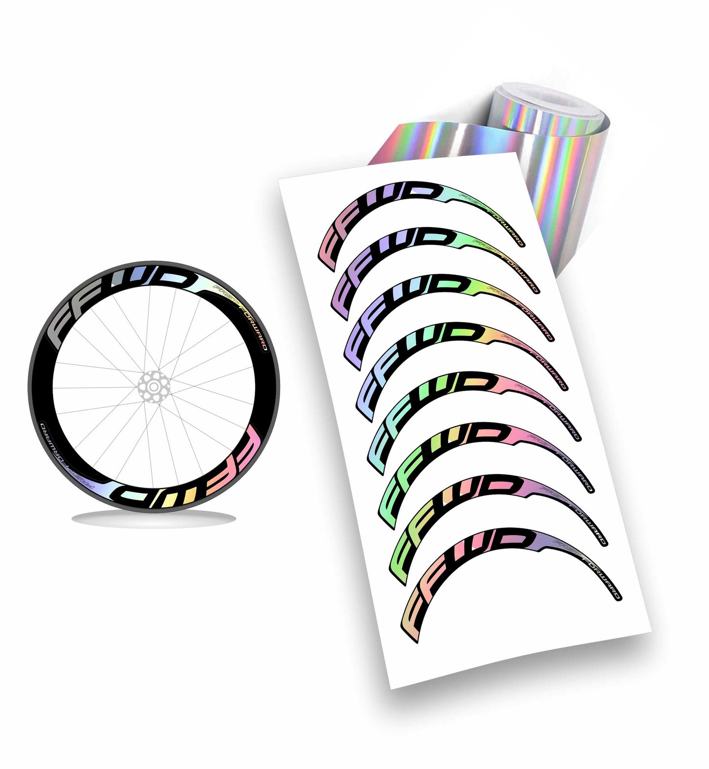 Kit adesivi/stickers per cerchi Fast Forward 8pezzi profilo 60mm