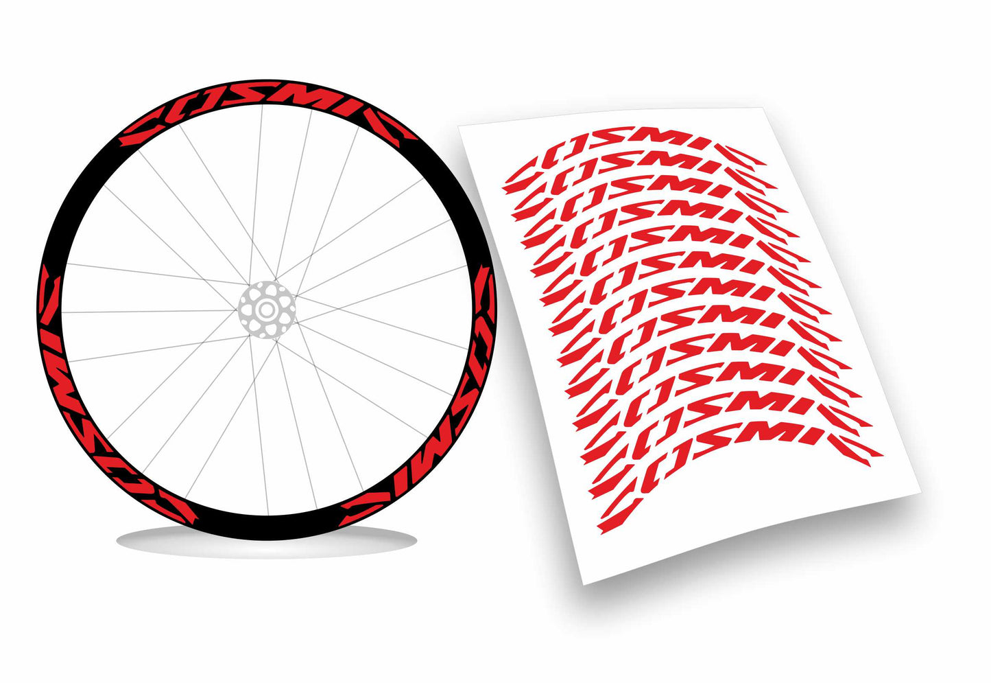 Kit adesivi cerchi bici bdc mavic COSMIC colore FLUO 12pezzi 40cm x 2,6