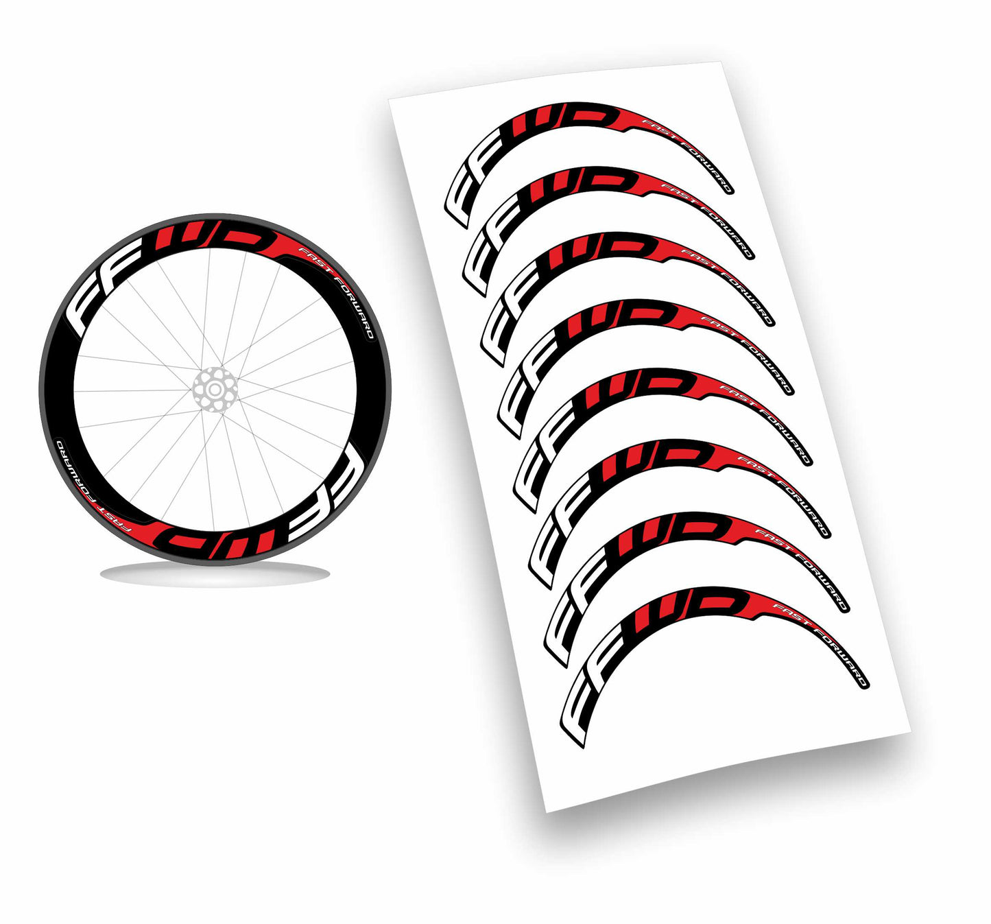 Kit adesivi/stickers per cerchi Fast Forward 8pezzi profilo 60mm