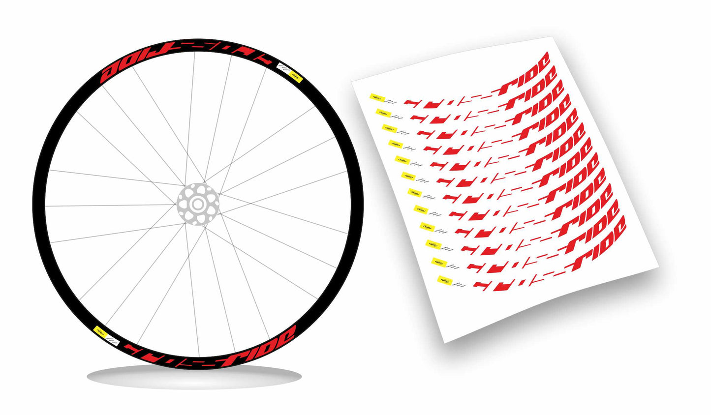 CROSSRIDE MAVIC - Kit adesivi cerchi mtb 27" sfondo nero wheel decals sticker