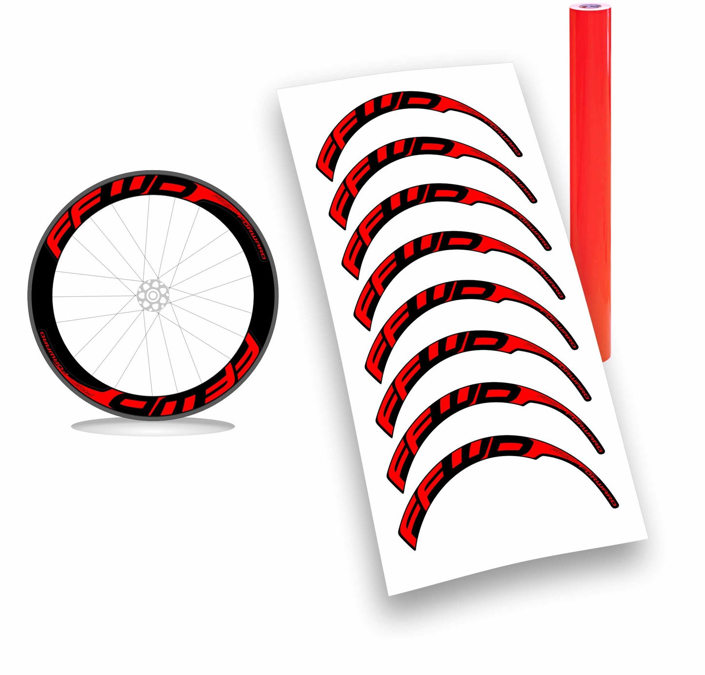 Kit adesivi/stickers per cerchi Fast Forward 8pezzi profilo 60mm