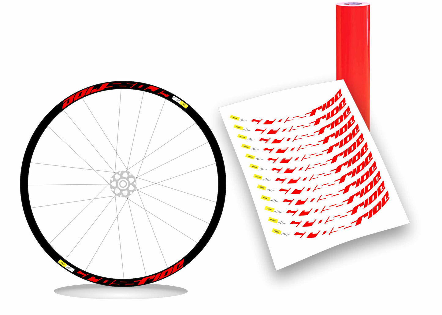 CROSSRIDE MAVIC - Kit adesivi cerchi mtb 27" sfondo nero wheel decals sticker