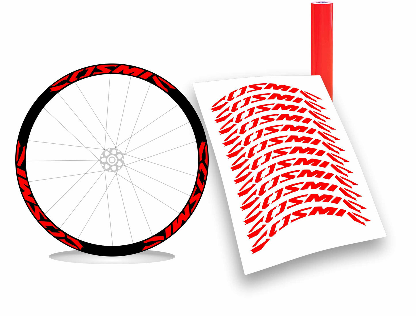 Kit adesivi cerchi bici bdc mavic COSMIC colore FLUO 12pezzi 40cm x 2,6
