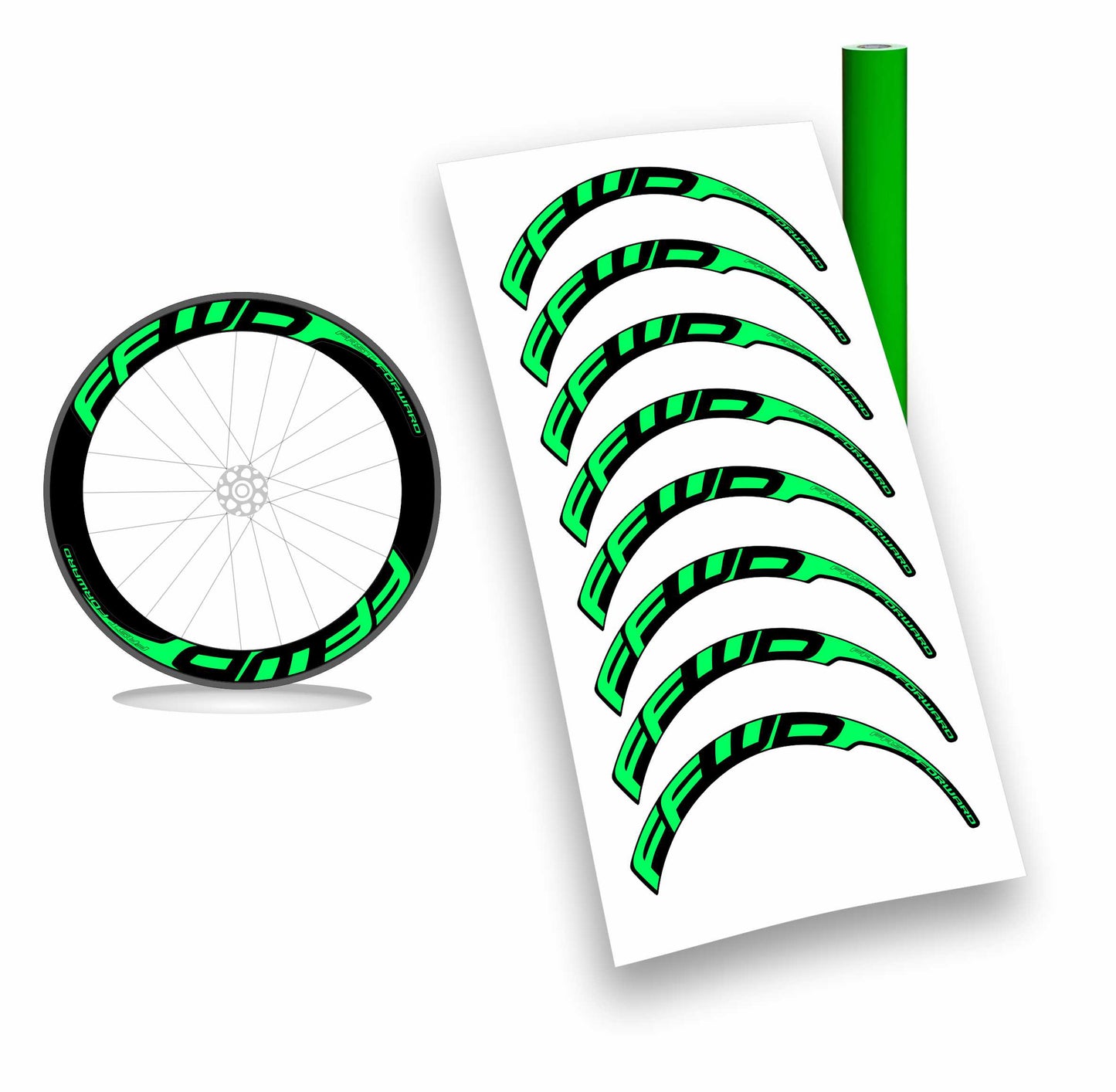 Kit adesivi/stickers per cerchi Fast Forward 8pezzi profilo 60mm