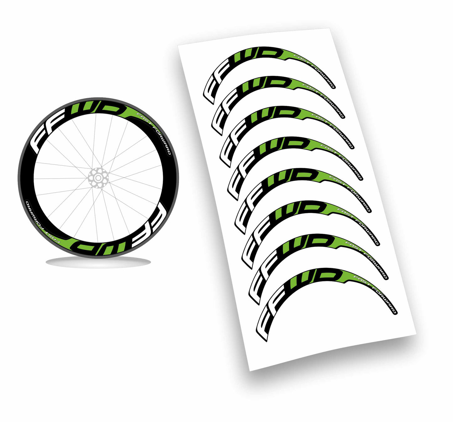 Kit adesivi/stickers per cerchi Fast Forward 8pezzi profilo 60mm