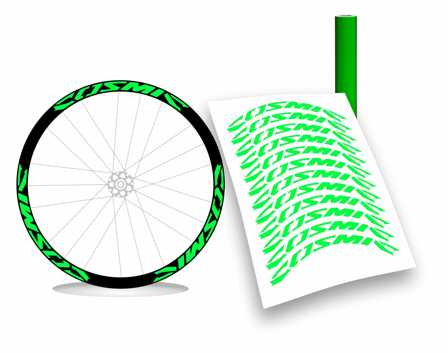 Kit adesivi cerchi bici bdc mavic COSMIC colore FLUO 12pezzi 40cm x 2,6
