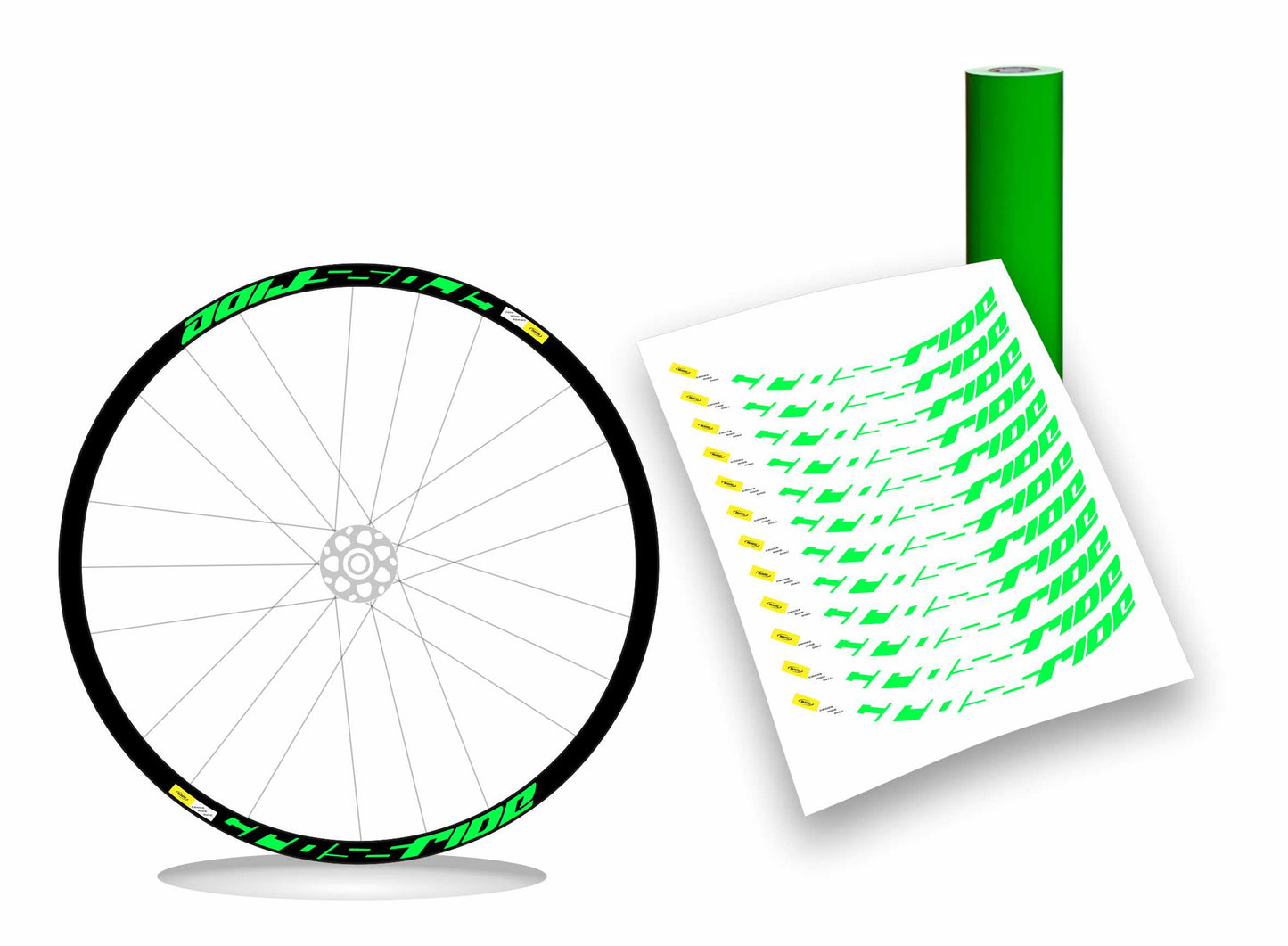 CROSSRIDE MAVIC - Kit adesivi cerchi mtb 27" sfondo nero wheel decals sticker
