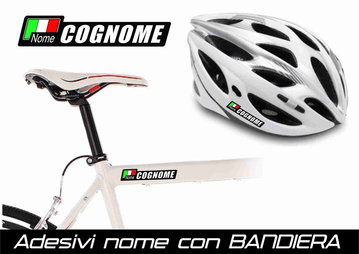 adesivi stickers nome bandiera (12 pezzi) high quality bici moto auto scooter name