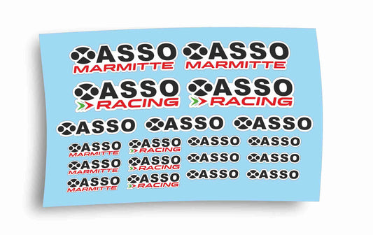 asso marmitte racing adesivi stickers set
