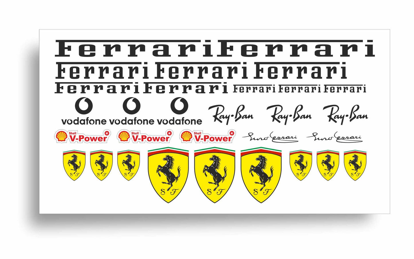 Ferrari adesivi stickers set auto moto bici camion