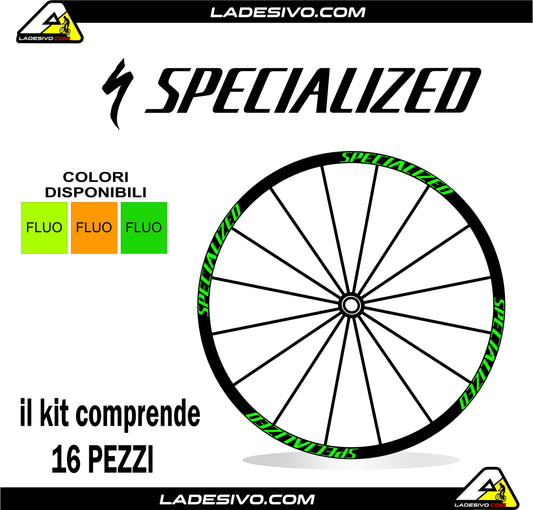 Kit adesivi cerchi bici mtb bds specialized  colori FLUO 16pezzi