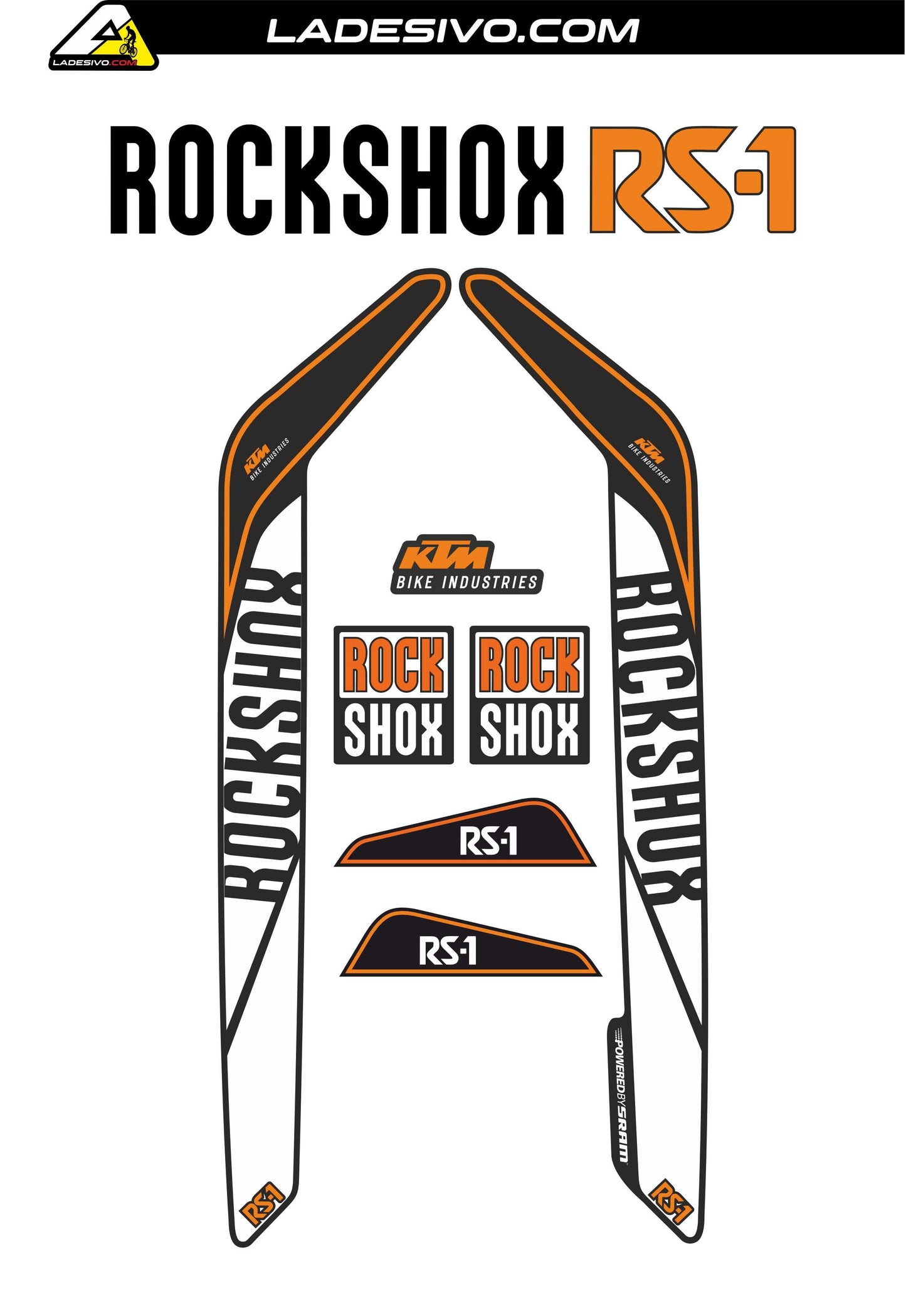 kit adesivi forcella rock shox RS1TRATTAMENTO ANTIGRAFFIO colori ktm