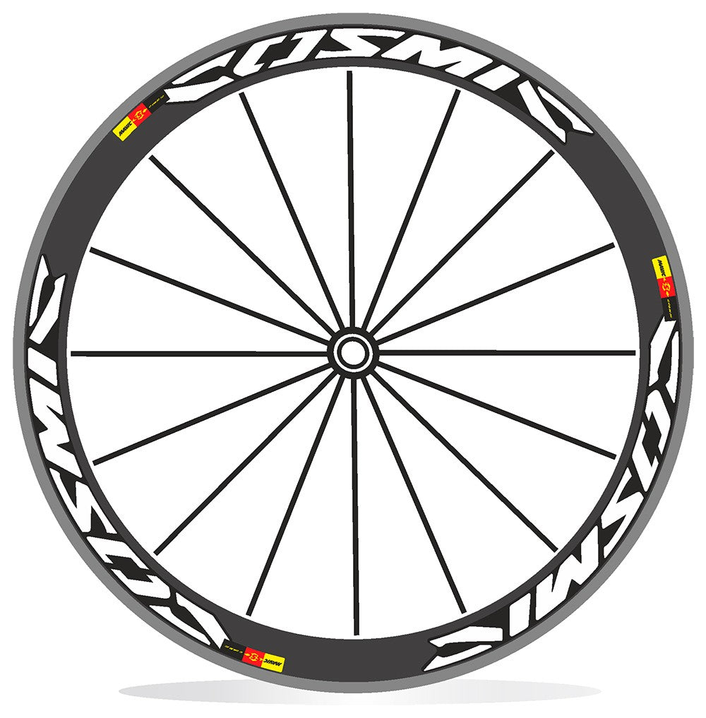 mavic COSMIC - Kit adesivi cerchi 28" bdc sfondo nero wheel decals stickers