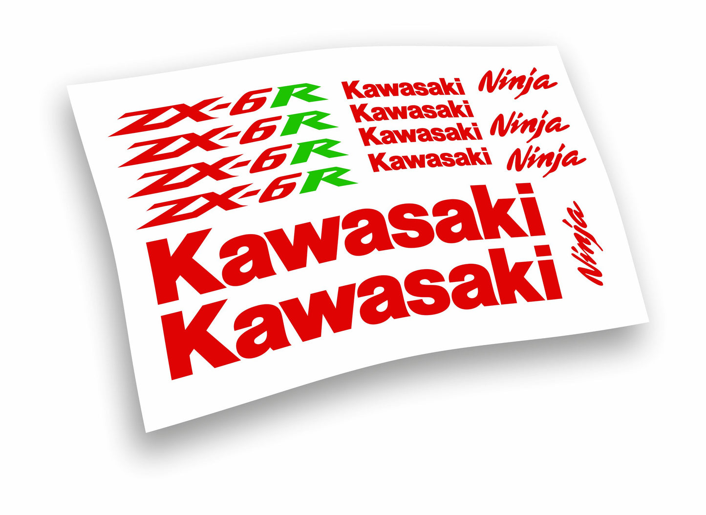Kit adesivi/stickers/decalcomanie per moto Kawasaki zx6r - 14 pezzi