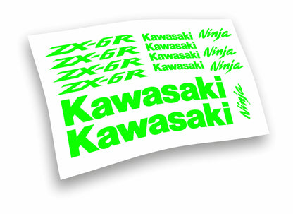 Kit adesivi/stickers/decalcomanie per moto Kawasaki zx6r - 14 pezzi