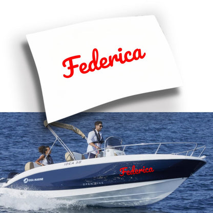 Adesivo Nome Barca Personalizzato Fluo e Cromati (1 pezzo)